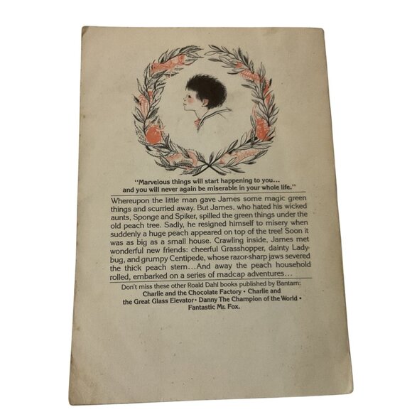 Vintage James And The Giant Peach By Roald Dahl Paperback Book 1978 Illustrated - Picture 3 of 4